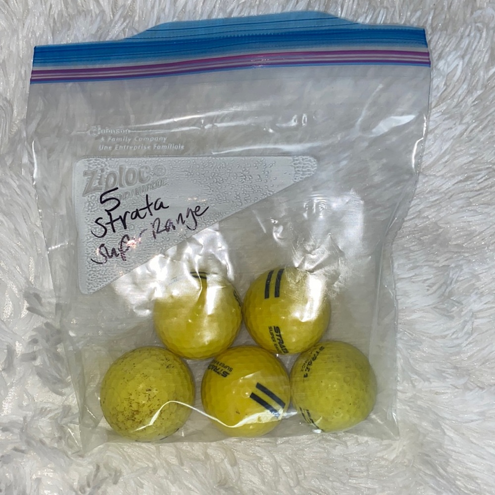 Lot of 5 - 5 yellow gently used Strata super range golf ⛳️ balls golfing 🏌️